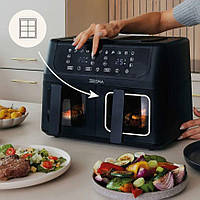 Аерофритюрниця двокамерна Zeeegma Dual 9 л Black зі швидким нагріванням, Мультипіч з подвійною чашею на 12 автомати JGR