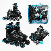 Ролики розсувні для хлопчика D-8816 Skate Inline, розмір 34-38 PU колеса, устілка 20-23 см, сині