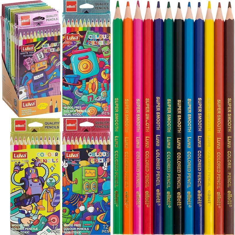 Кольорові олівці набір 12 кольорів Luva Ellott CQ1006