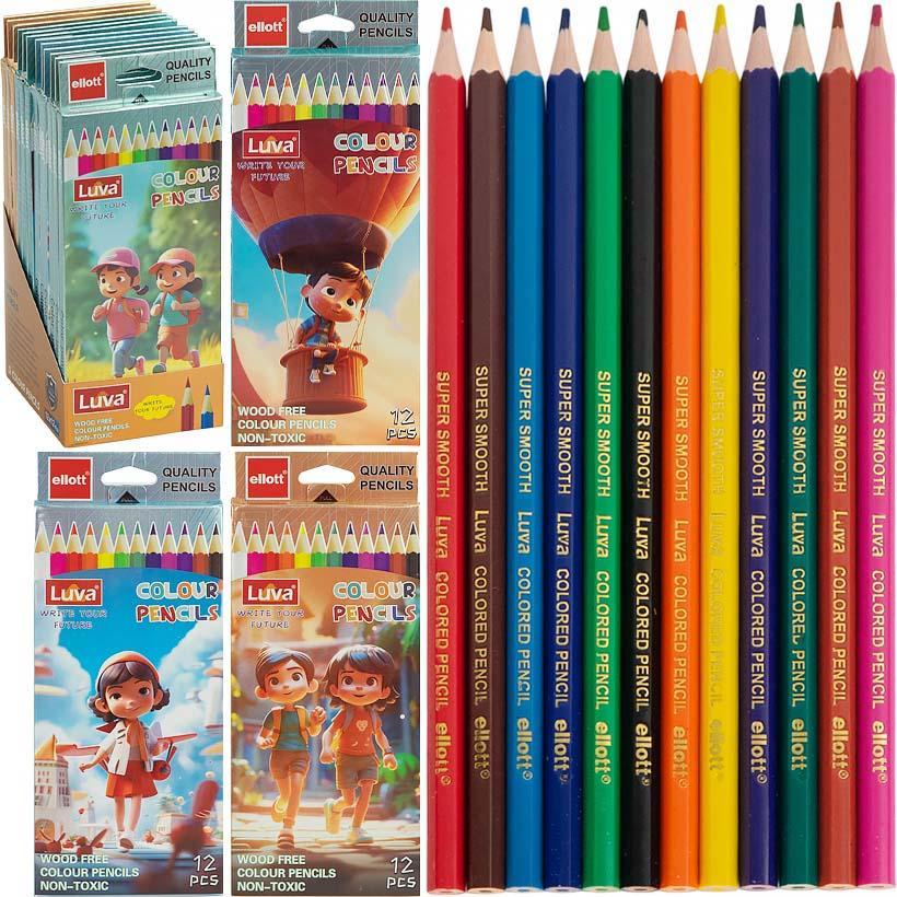 Кольорові олівці набір 12 кольорів Luva Ellott CQ1005, фото 1