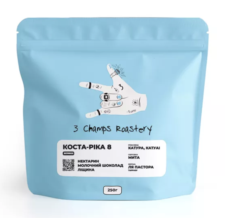 3 Champ Roastery Коста Ріка 8 свіжообсмажена кава під еспресо 250 г.