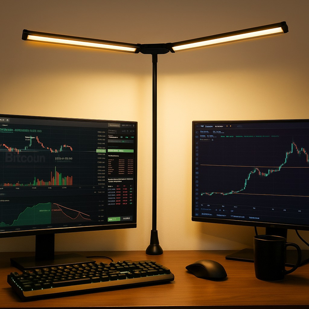 Настільна лампа світлодіодна LED подвійна на струбцині Double Lamp HL-8010B, 10 Вт, чорна, фото 1