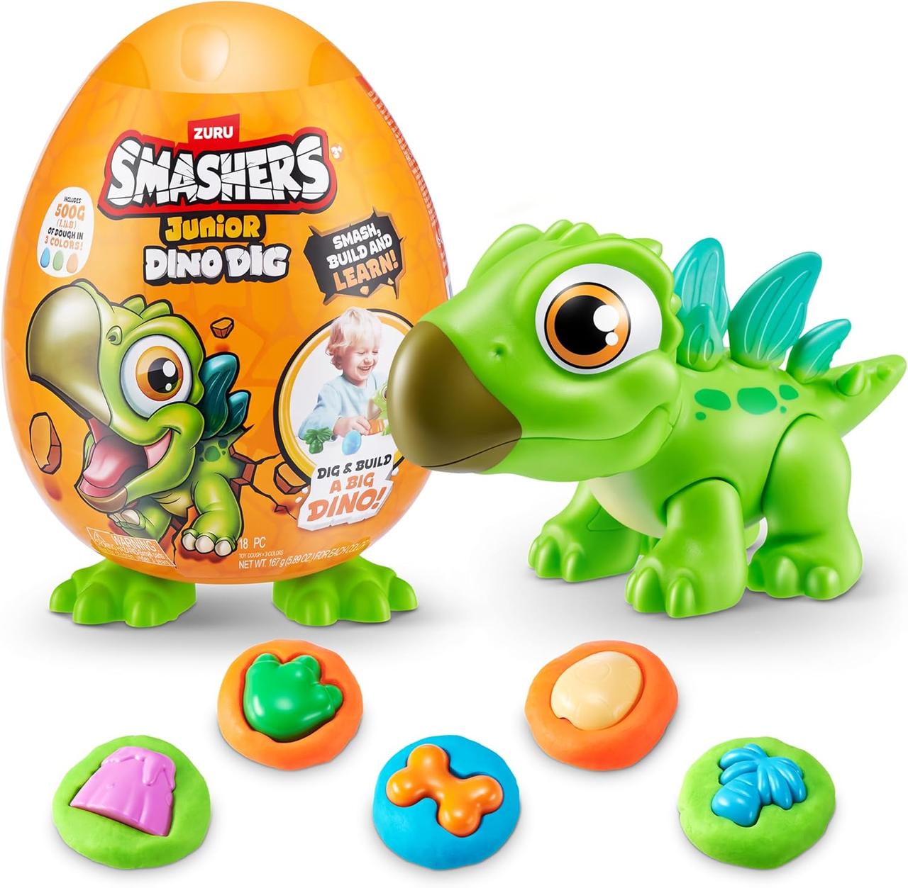 Ігровий набір з динозавром Стегозавр та тістом для ліпки Zuru Smashers Junior Dino Stegasaurus 74116D, фото 1