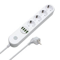 Популярний! Мережевий фільтр живлення ColorWay CW-CHE44W, 4 розетки/4USB White 2M (CW-CHE44W) - Краща якість тільки на