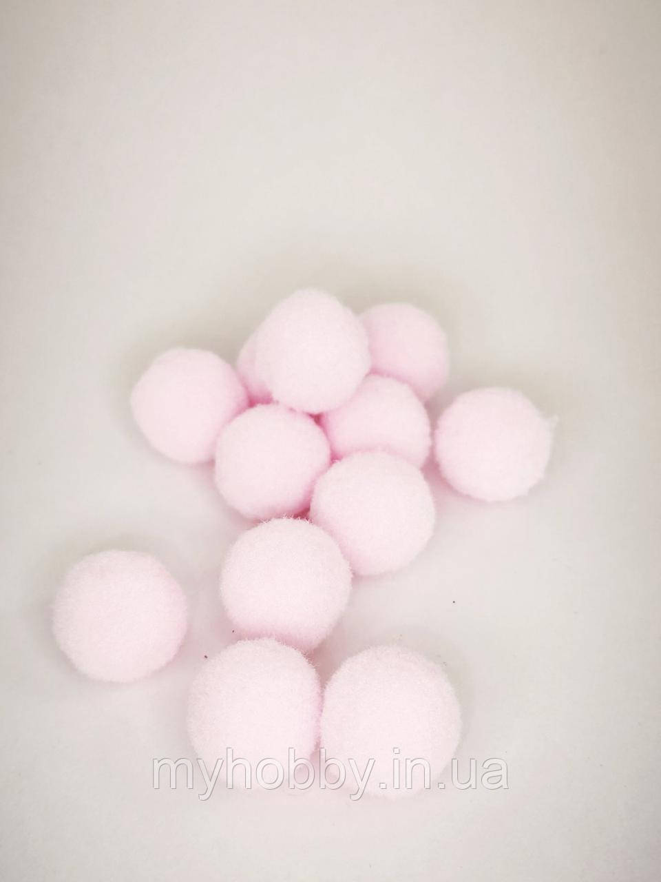 Помпони 2см - (20шт) Рожеві для декору, фото 1