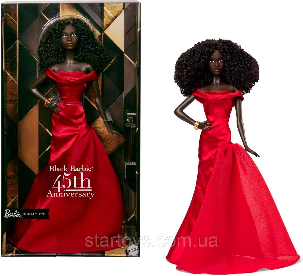 Колекційна лялька Барбі в червоній сукні Barbie Black 45th Anniversary від Kitty Black Perkins JBJ22, фото 1