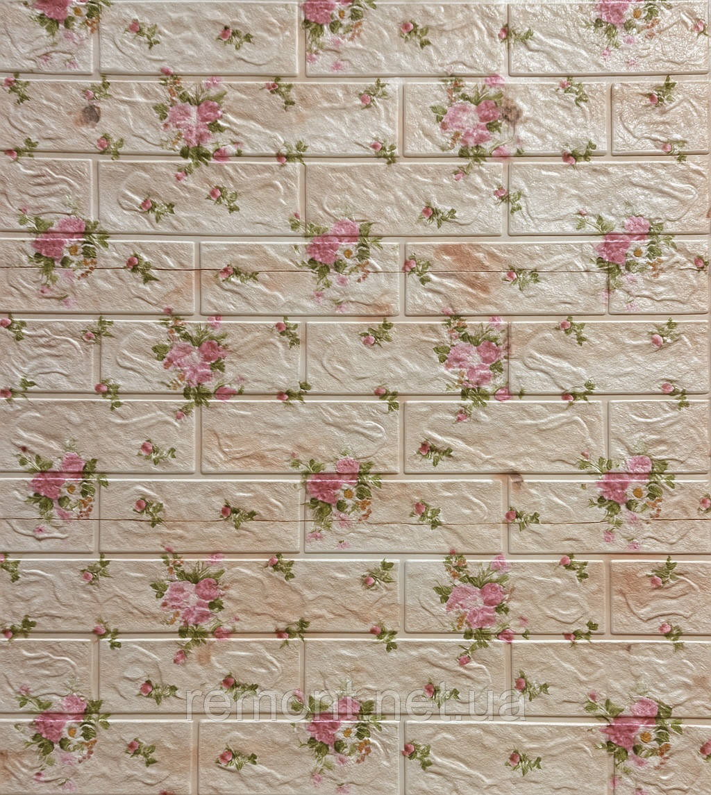 №110 Самоклеюча 3D панель "Квіти" 77×70 см товщина 4 мм, фото 1