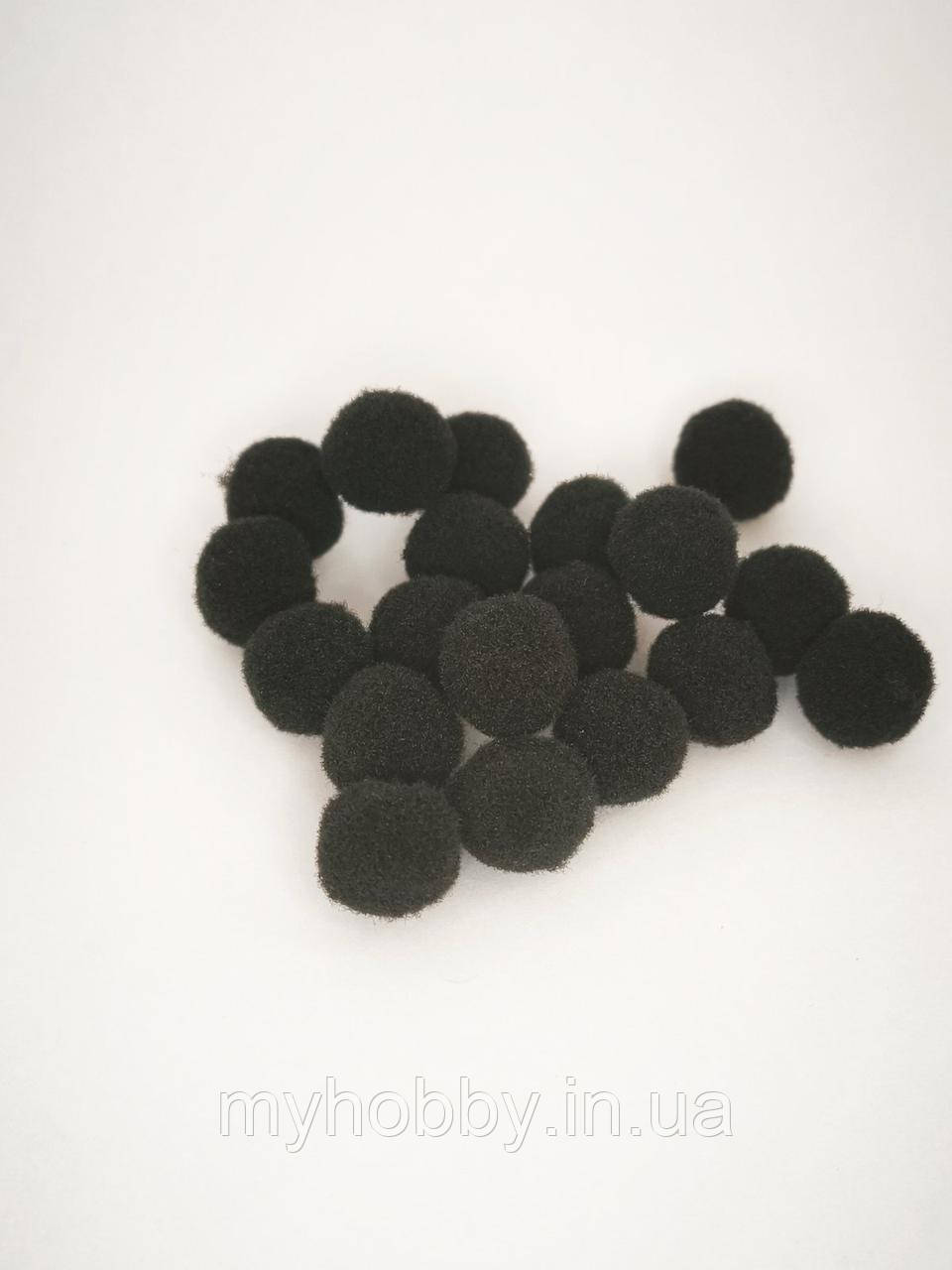 Помпони 1,5см велюр (+-50шт) Чорні для декору, фото 1