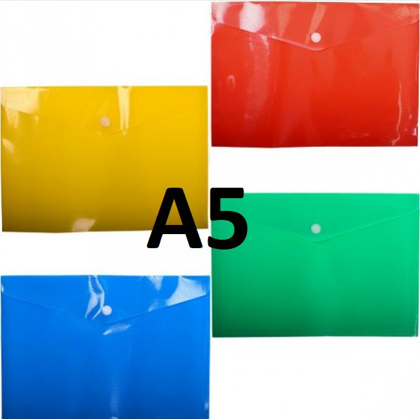 Папка-конверт А5 на кнопці, щільна, 17 мкм, кольорова