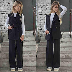 Стильний костюм-двійка для дівчаток-підлітків — жилет і брюки палаццо, розміри на рости 128 - 160