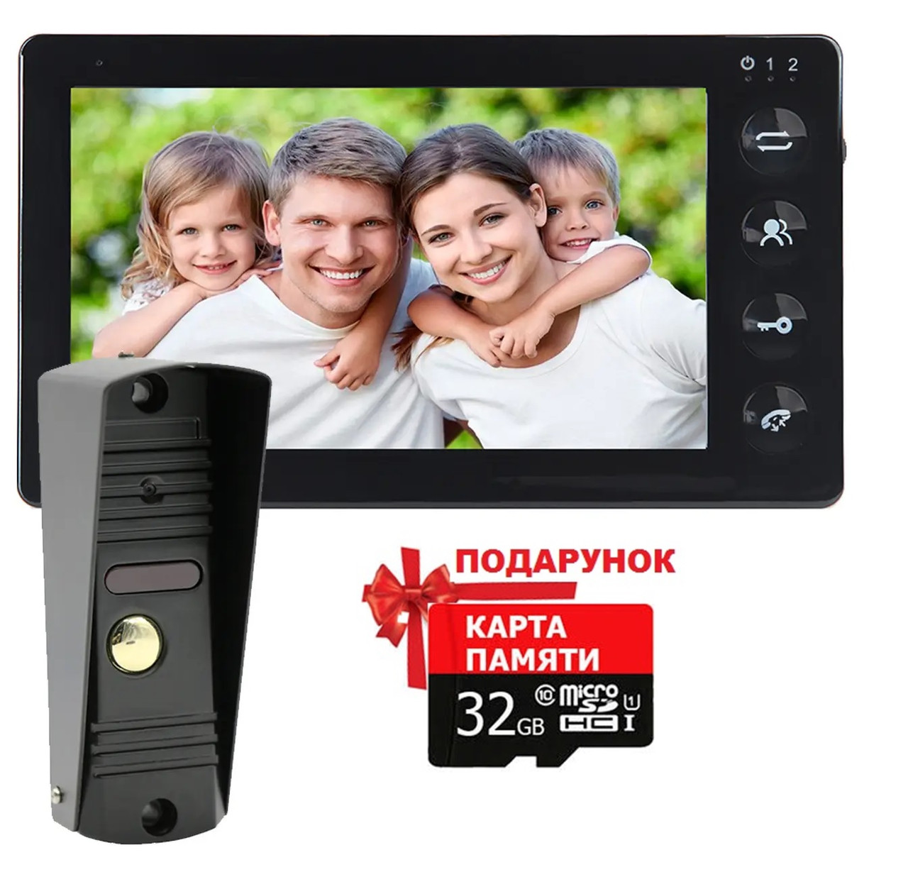 Комплект домофону 7 дюймів з панеллю виклику SEVEN DP-7574 Kit black, фото 1
