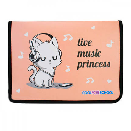 Папка для зошитів на блискавці, В5 пластик / Live Music Princess, фото 1