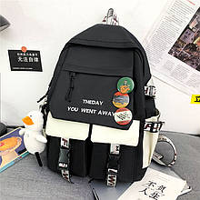 Жіночий повсякденний рюкзак, шкільний рюкзак 1339 Black white