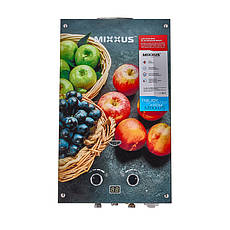 Газова колонка MIXXUS GWH-0310 BASIC GLASS димохідна 10 л/хв (панель зі скла з малюнком) (WH00
