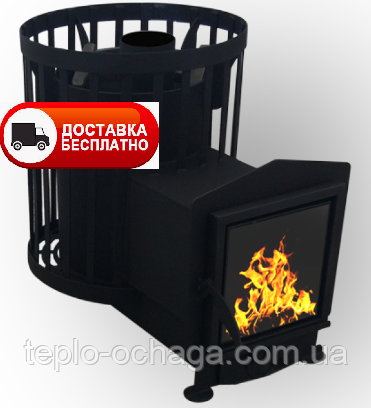 ПІЧ ДЛЯ БАНИ БІЧКА 30 М3 З ВИНОСОМ І СТЕКЛОМ 305*305, фото 1