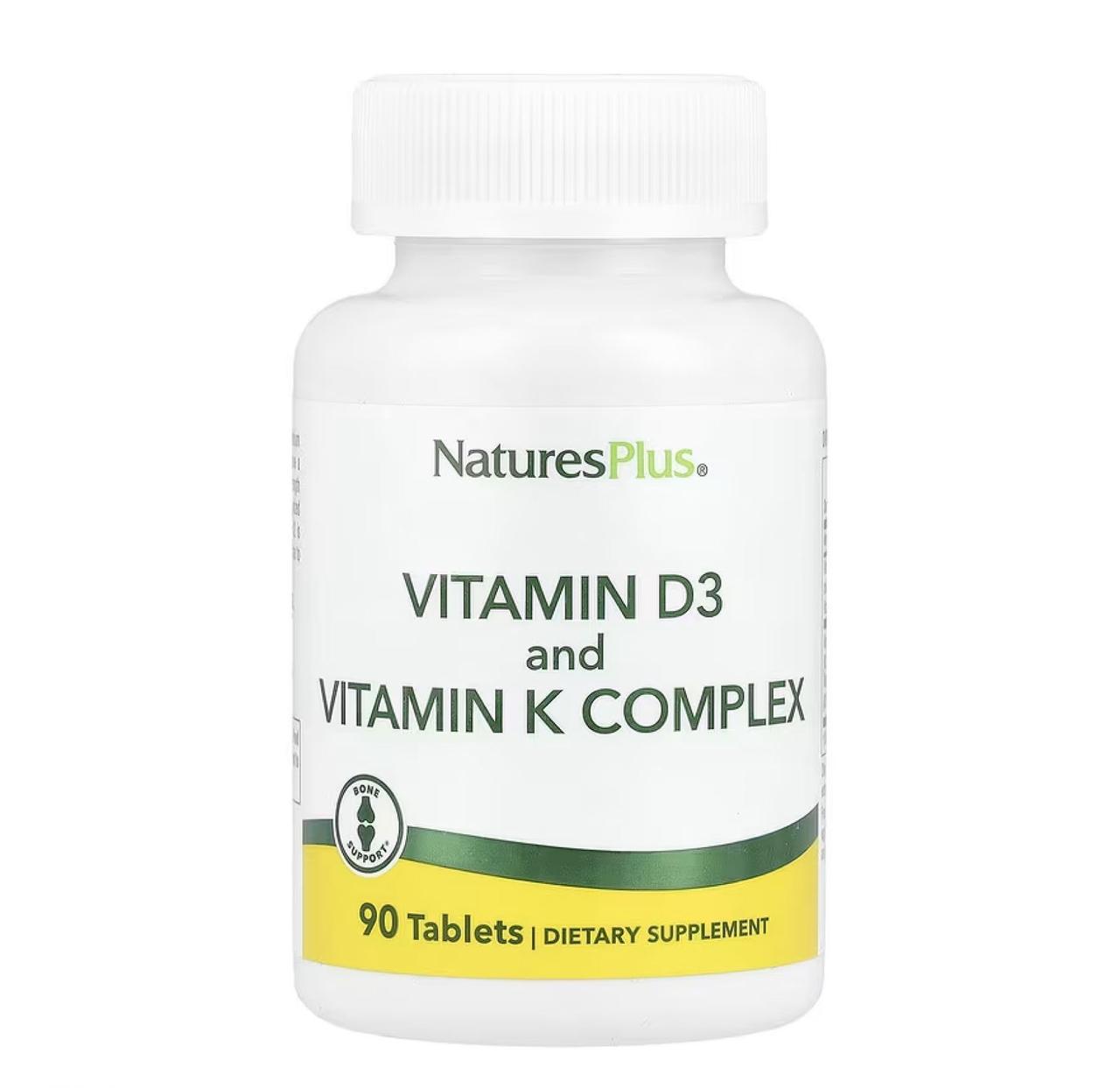 Вітамінний комплекс NaturesPlus Vit D3 2500 МО K2 120 мкг, 90 таблеток, фото 1