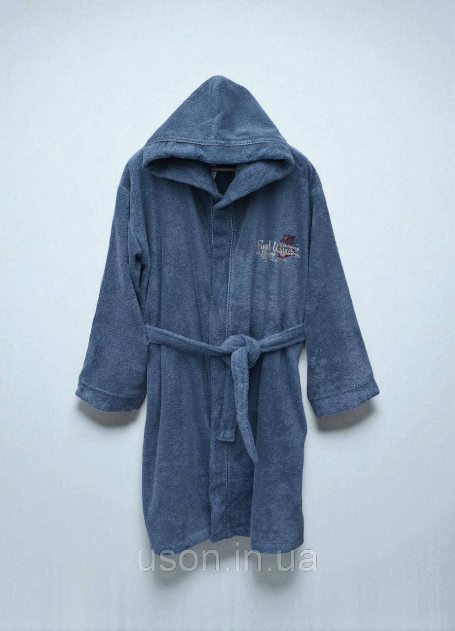 Халат підлітковий для хлопчиків бавовняний Pupilla Galaxy Туреччина індиго, фото 1