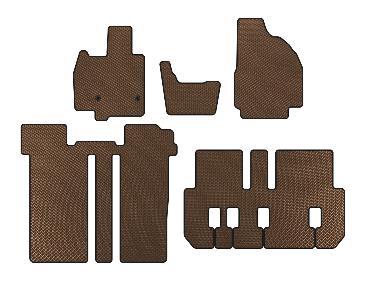 Килимки EVA  3 ряди  6-ти місний  Коричневий  для Toyota Previa 2006-2019 рр