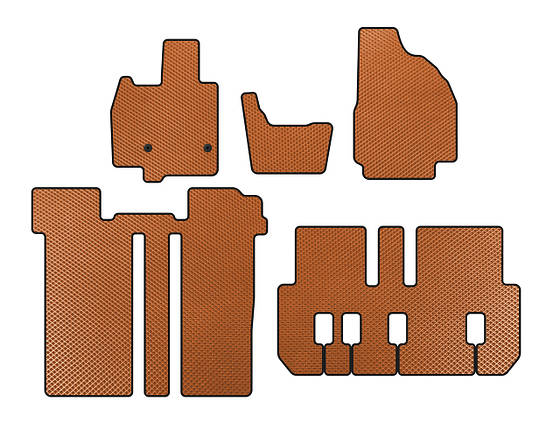 Килимки EVA  3 ряди  6-ти місний  Помаранчевий  для Toyota Previa 2006-2019 рр, фото 1