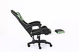 Крісло комп'ютерне із тканини + 2 подушки + підніжка Infini Core ЧОРНО-ЗЕЛЕНЕ, фото 5