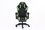 Крісло комп'ютерне із тканини + 2 подушки + підніжка Infini Core ЧОРНО-ЗЕЛЕНЕ, фото 2