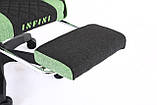 Крісло комп'ютерне із тканини + 2 подушки + підніжка Infini Core ЧОРНО-ЗЕЛЕНЕ, фото 9