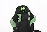 Крісло комп'ютерне із тканини + 2 подушки + підніжка Infini Core ЧОРНО-ЗЕЛЕНЕ, фото 7