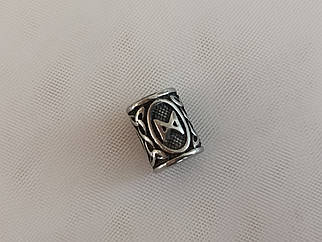 Намистина-Руна Дагаз 12*10мм d=6мм, нержавіюча сталь