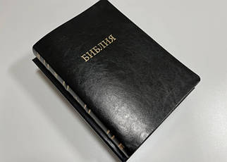 Біблія, синодальний переклад, 21х30 см, шкіра, індекси, карти.