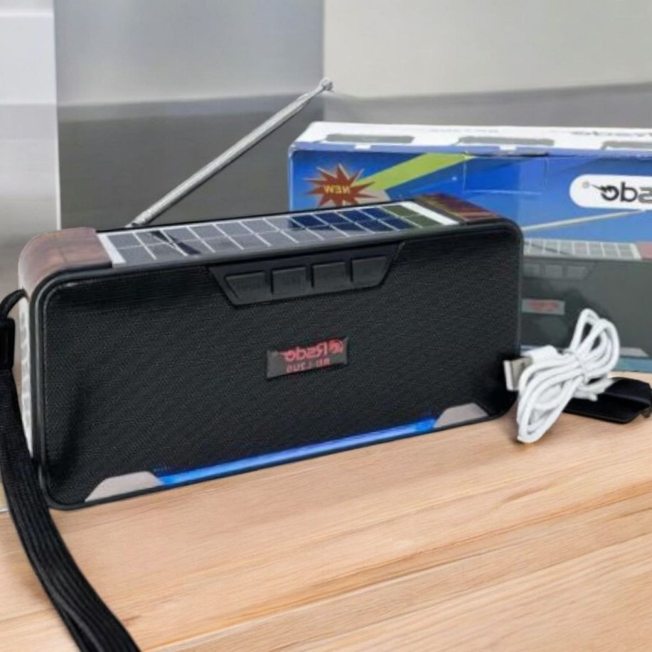 Колонка з Радіоприймачем FM і Bluetooth бездротова із сонячною панеллю та виходи під USB і microSD флешки, фото 1