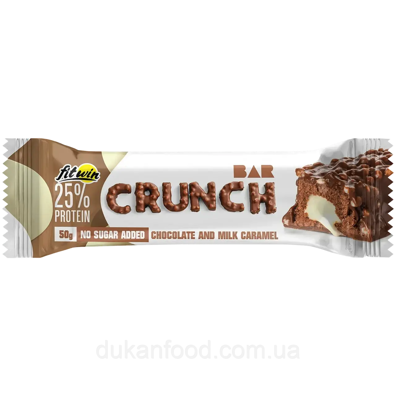 Протеїновий батончик без цукру CRUNCH BAR "Шоколад та молочна карамель", FitWin, 50 г, фото 1