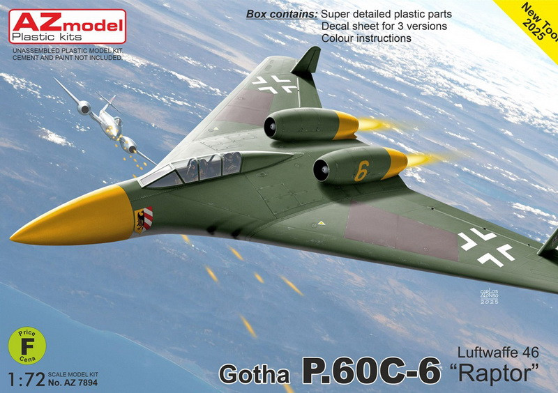 Пластикова модель 1/72 AZ model 7894 німецький реактивний винищувач Gotha P.60C-1 люфтваффе 46, фото 1