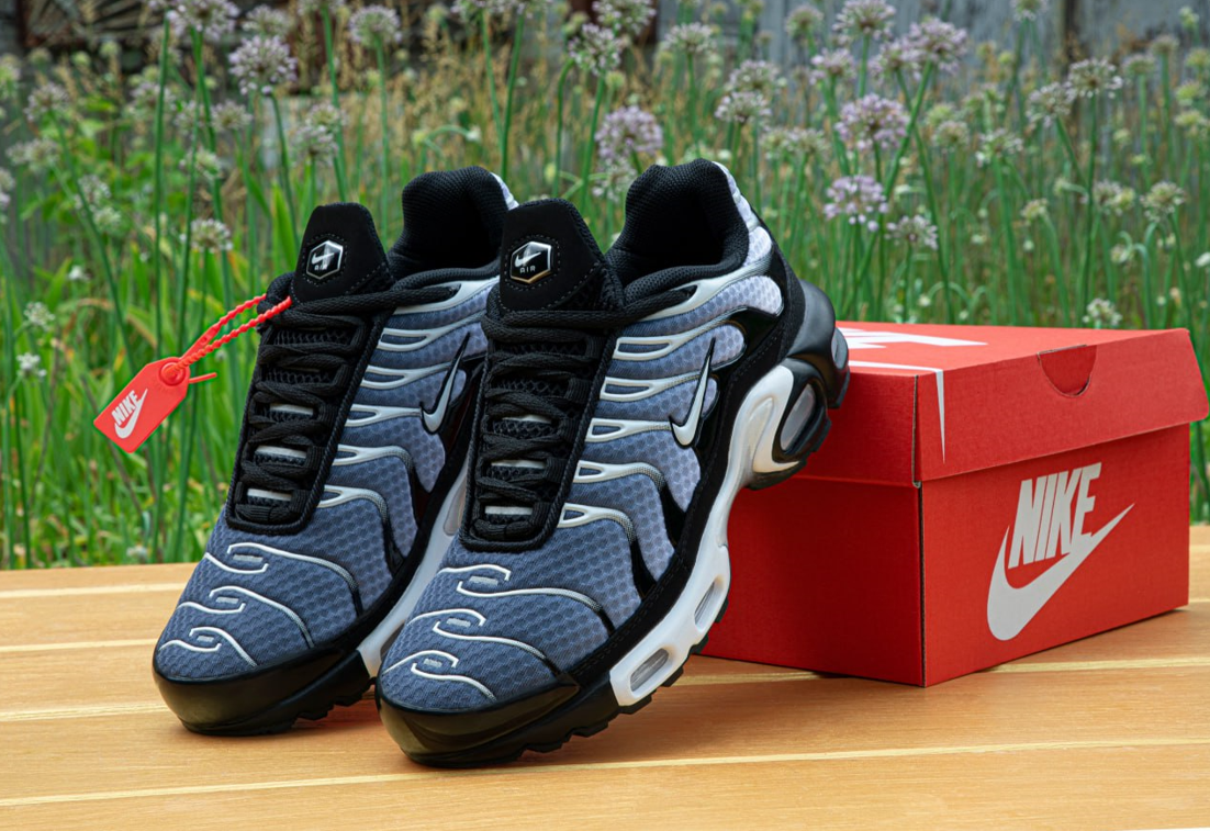 Чоловічі кросівки Nike Air Max Plus TN gray gradient Metallic Silver Найк Аір ТН Плюс сірі з чорним сріблясті демісезонні, фото 1