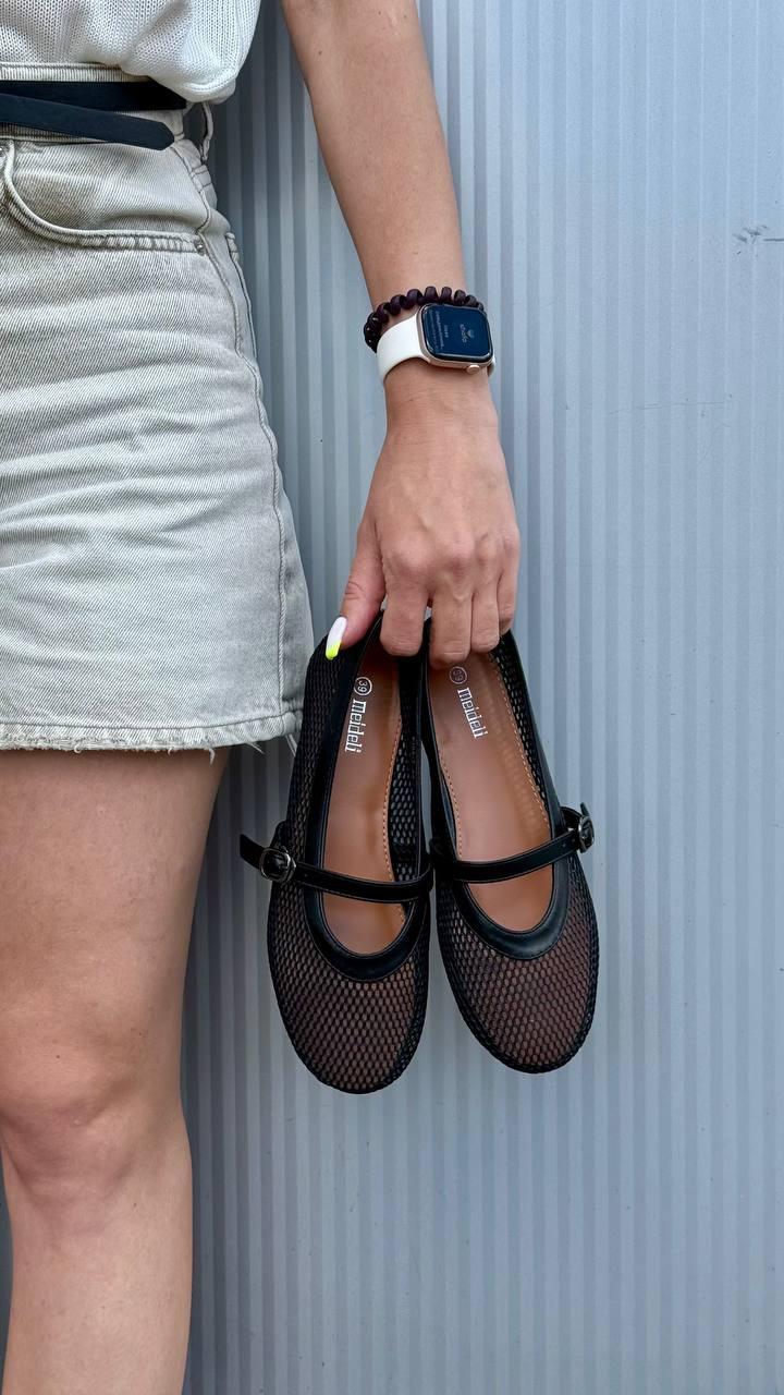 Балетки жіночі, чорні, фото 1