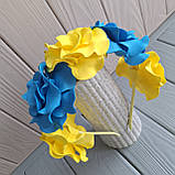 Обруч (венок) с желто-голубыми цветами 5 шт, фото 2