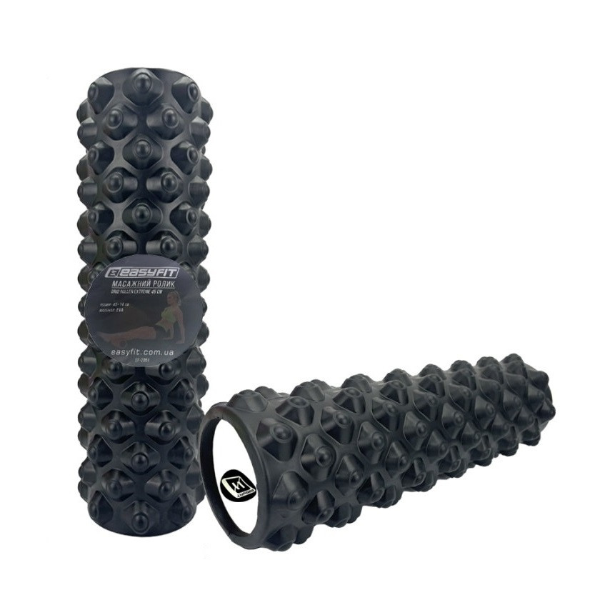 Масажний ролик EasyFit EF-2051-BK, EVA-піна, чорний, 45×14 см - для йоги, фітнесу, реабілітації, фото 1