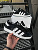 Чоловічі кросівки Adidas Campus Black White кеди Адідас Кампус чорно-білі замш, фото 7