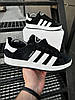 Чоловічі кросівки Adidas Campus Black White кеди Адідас Кампус чорно-білі замш, фото 4