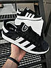 Чоловічі кросівки Adidas Campus Black White кеди Адідас Кампус чорно-білі замш, фото 3