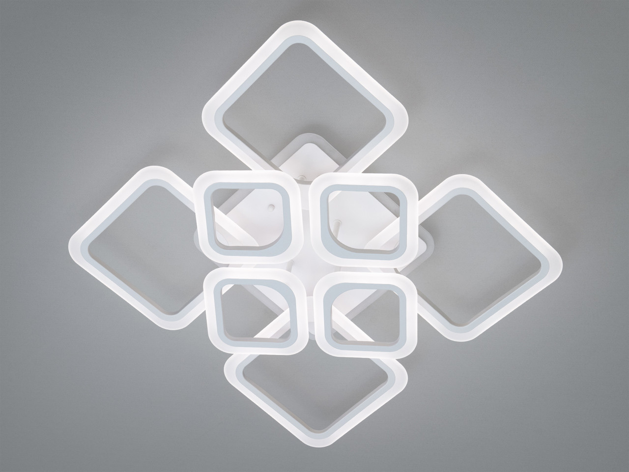 Стельова LED-люстра для залу з пультом, колір білий, 110 W на 15 м2 HA8060-4+4WH-LS