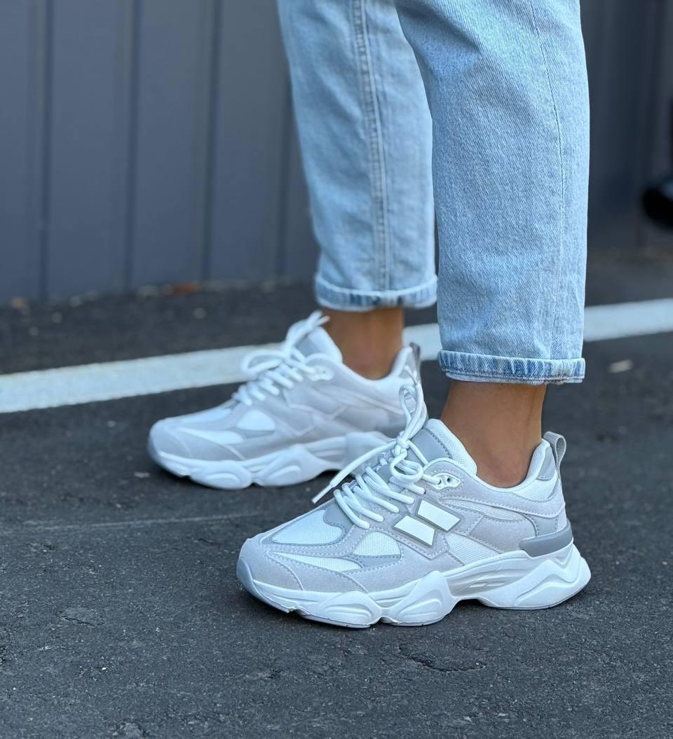 Жіночі кросівки з сіткою і замшею стильні сірі натуральна замша+сітка