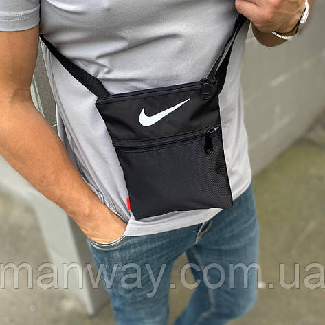 Спортивна сумка месенджер планшетка компактна зручна легка чорна, фото 1