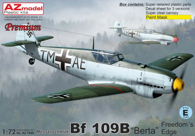 Пластикова модель 1/72 AZ model 7888 німецький винищувач Messerschmitt Bf 109B "Berta", фото 1