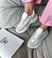 Жіночі шкіряні кросівки молодіжні стильні бежеві натуральна шкіра 36