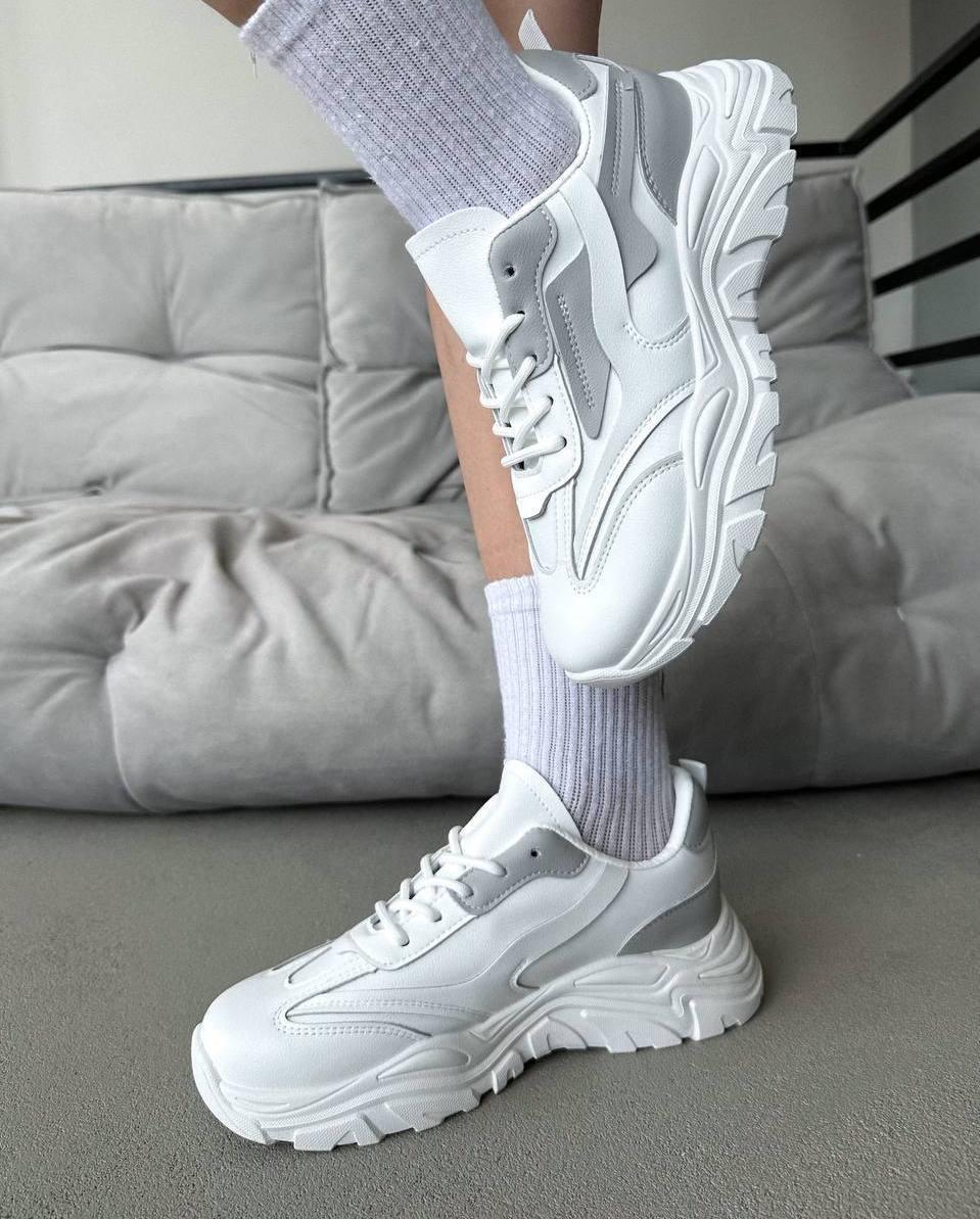 Жіночі шкіряні кросівки молодіжні стильні білі натуральна шкіра