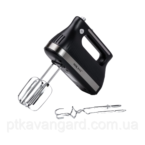 Міксер ручний з 2 насадками Sokany SK-6632 300 Вт чорний, фото 1