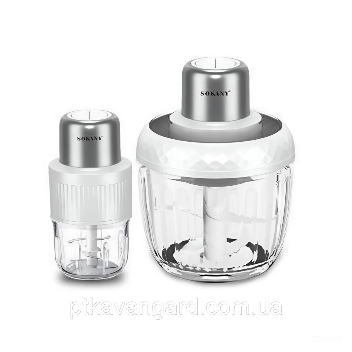 Чопер подрібнювач Sokany SKYM7032W 2в1 з чашами 0.5 і 1.5 л 800 Вт Білий, фото 1