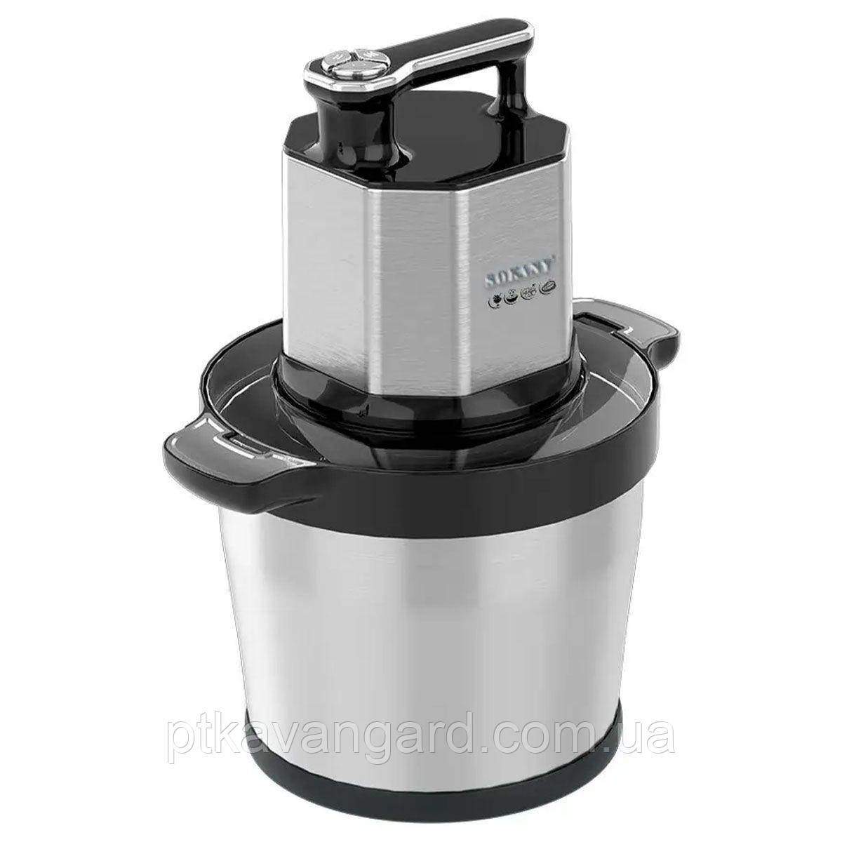Чопер подрібнювач 800 Вт з чашею на 4,5 літрів 6 лез м'ясорубка Sokany SK-06033, фото 1