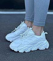 Жіночі кросівки оригінальні молодіжні білі текстиль+натуральна шкіра