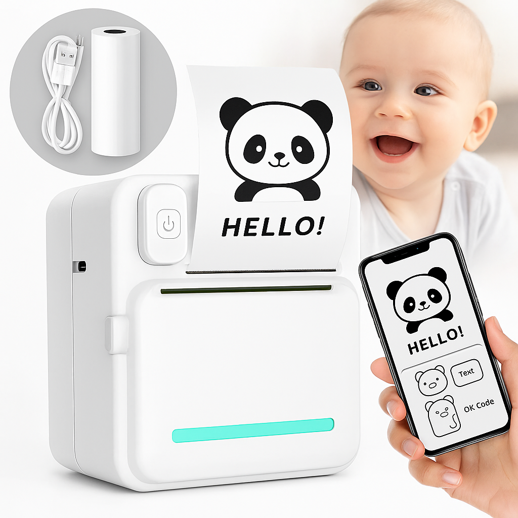 Дитячий портативний термопринтер з Bluetooth для друку для фото, нотаток, етикеток із термопапером